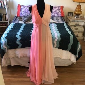 Vintage from the 1970’s, lovingly handmade “ “Greek goddess” 2 tone peach dress